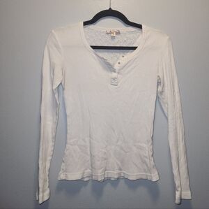 Womens White Basic Long Sleeve Top